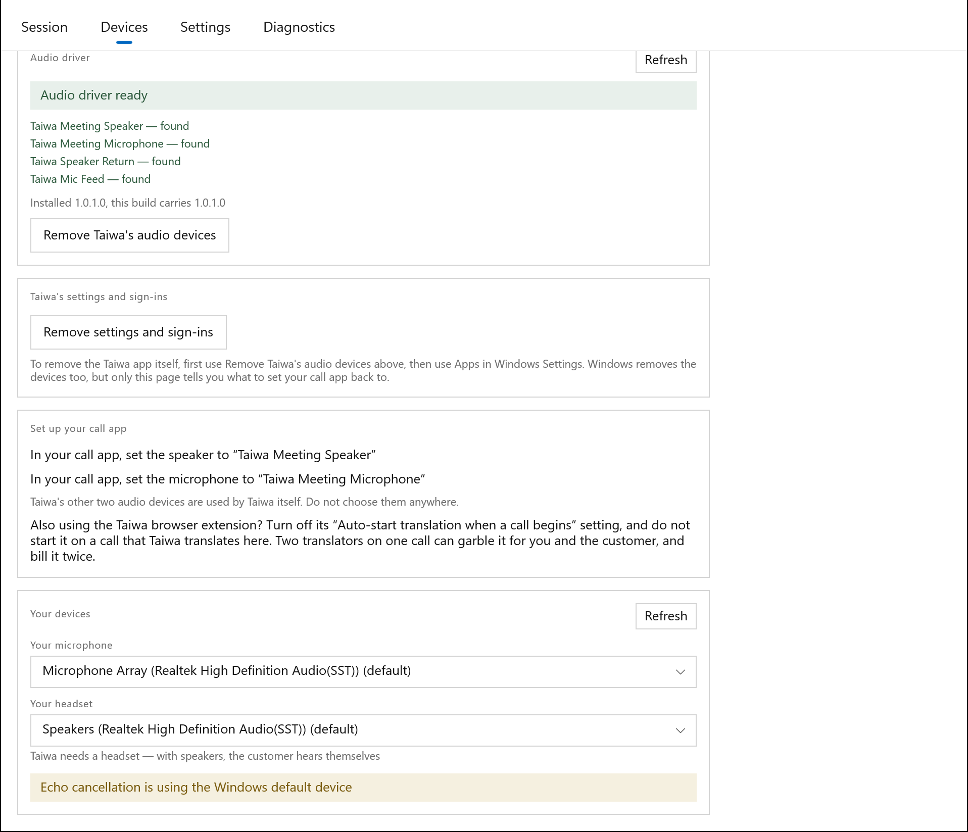Your devices on the Devices page